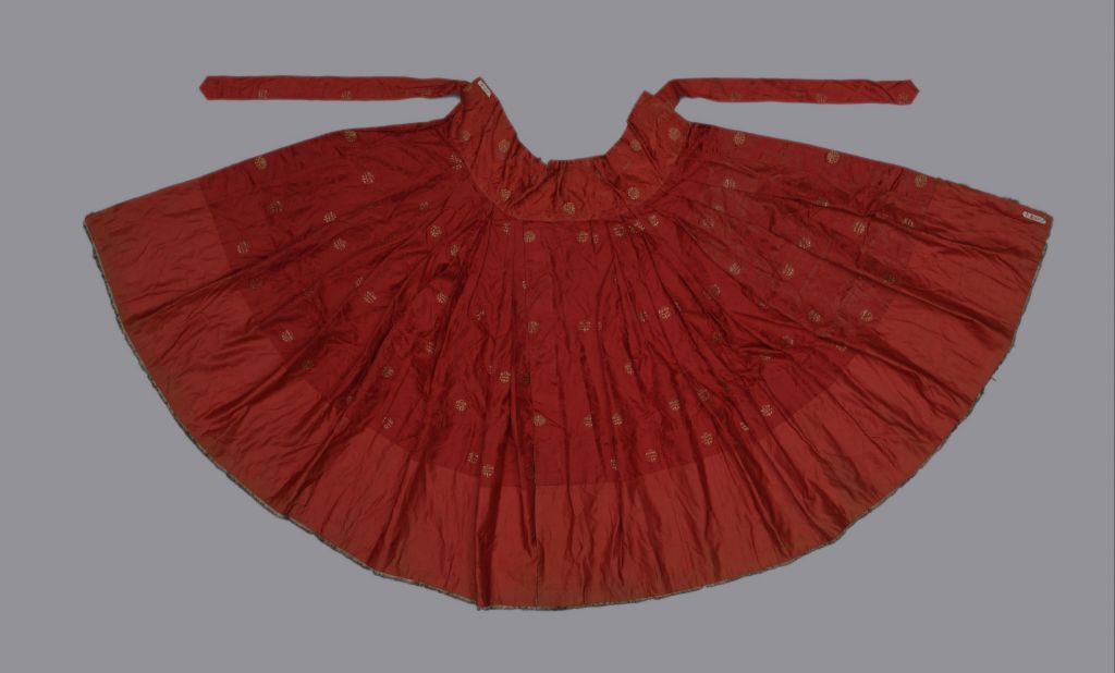 石青色缎织金团龙朝裙